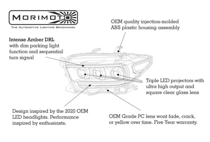 2016-2023 Toyota Tacoma - Morimoto XB LED Headlights Gen 2
