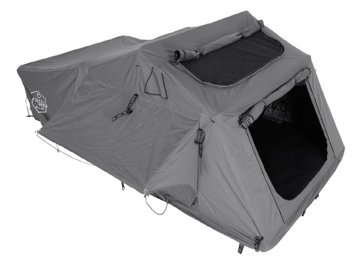 Overland Vehicle Systems HD Nomadic 3 Extended Soft Shell Roof Top Tent, Grey Body & Green Rainfly