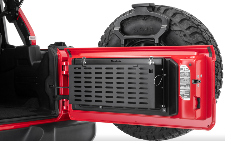 Quadratec fold-able rear Tailgate Table and Cargo Shelf for Jeep Wrangler JL 2018-2025