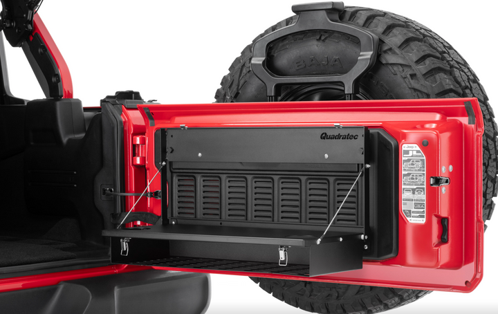 Quadratec fold-able rear Tailgate Table and Cargo Shelf for Jeep Wrangler JL 2018-2025
