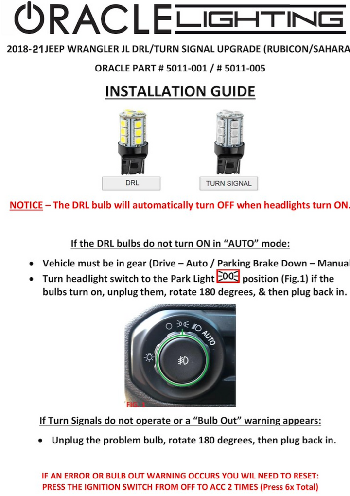ORACLE Lighting 2018-2024 Jeep Wrangler JL Sahara & Rubicon Fender DRL LED Upgrade (Single)