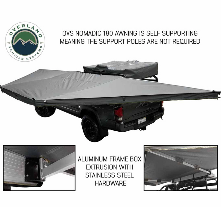 Overland Vehicle Systems HD Nomadic 180 Degree Awning - Dark Grey with Black Travel Cover Universal