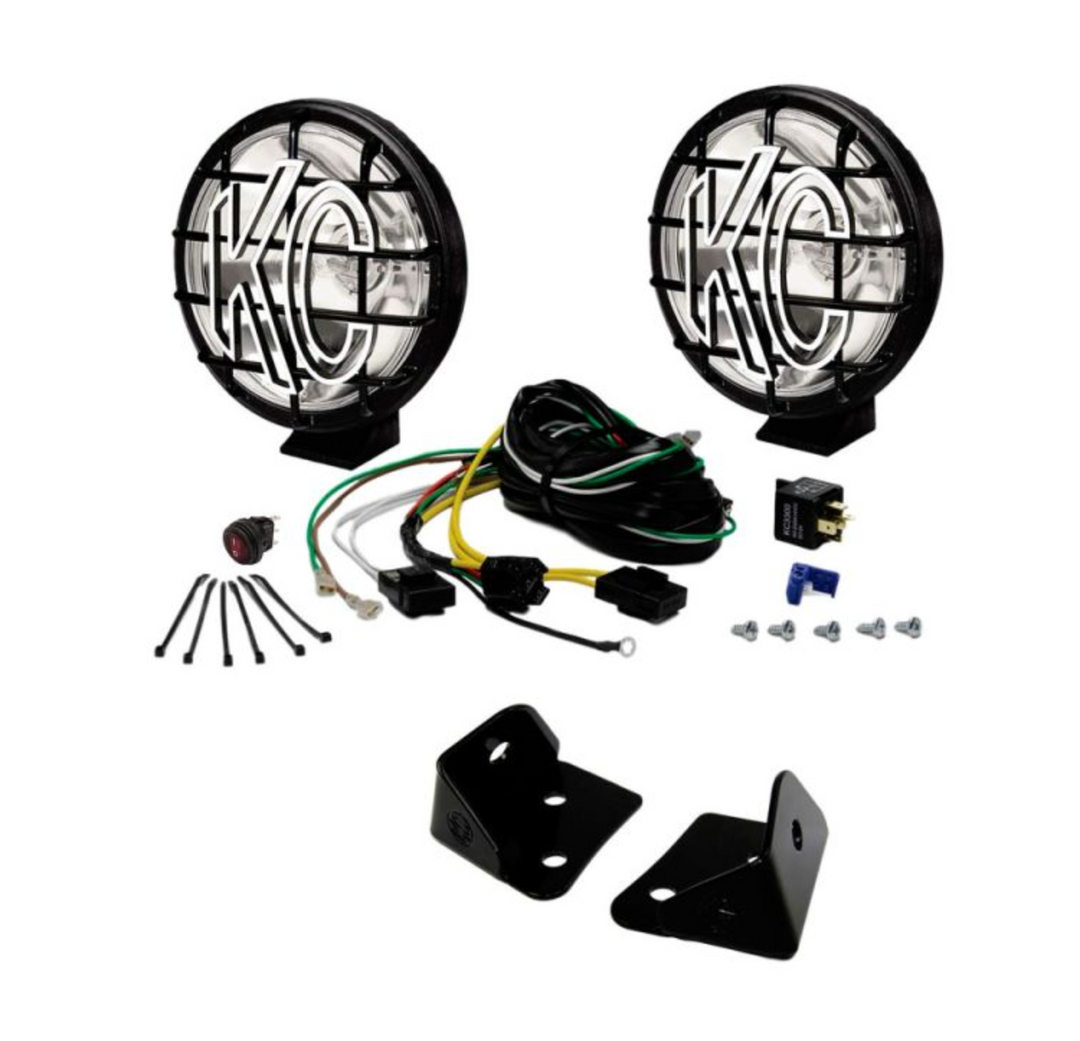 KC HiLiTES 6" Apollo Pro Driving Lights with Windshield Mount Brackets for 07-18 Jeep Wrangler JK