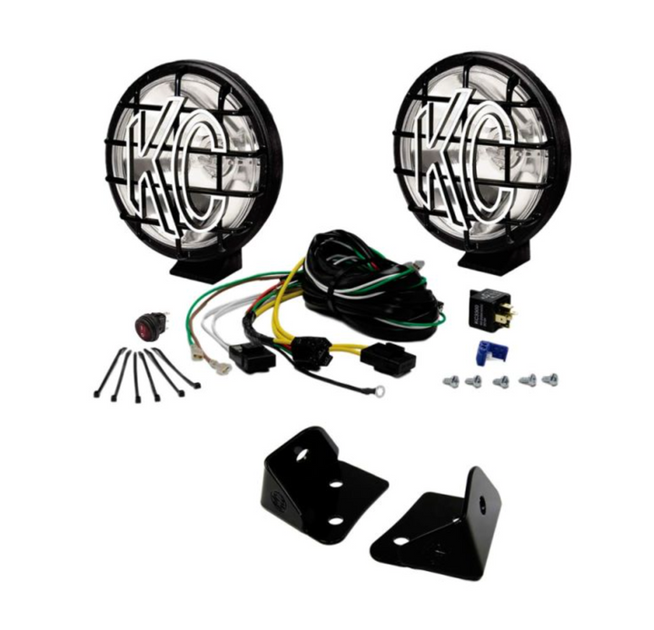 KC HiLiTES 6" Apollo Pro Driving Lights with Windshield Mount Brackets for 07-18 Jeep Wrangler JK
