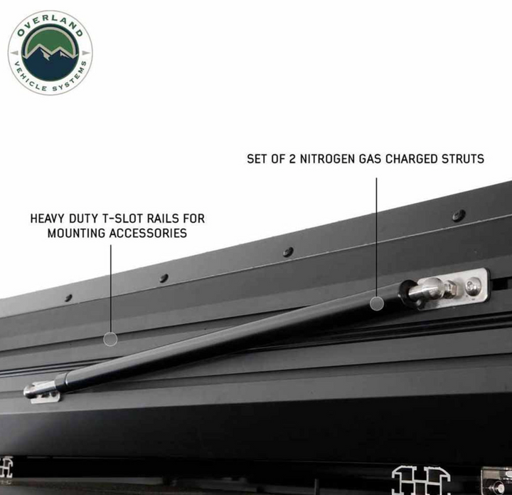 Overland Vehicle Systems HD Sidewinder Side Load Aluminum Hard Shell Roof Top Tent, Grey Body & Green Trim