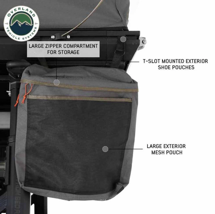 Overland Vehicle Systems HD Sidewinder Side Load Aluminum Hard Shell Roof Top Tent, Grey Body & Green Trim