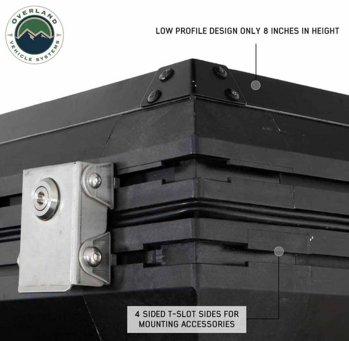 Overland Vehicle Systems HD Sidewinder Side Load Aluminum Hard Shell Roof Top Tent, Grey Body & Green Trim