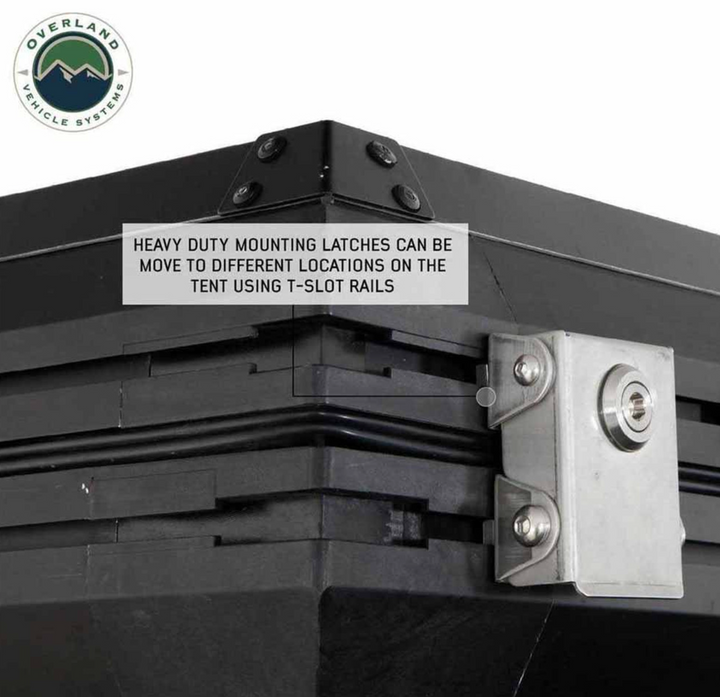 Overland Vehicle Systems HD Sidewinder Side Load Aluminum Hard Shell Roof Top Tent, Grey Body & Green Trim
