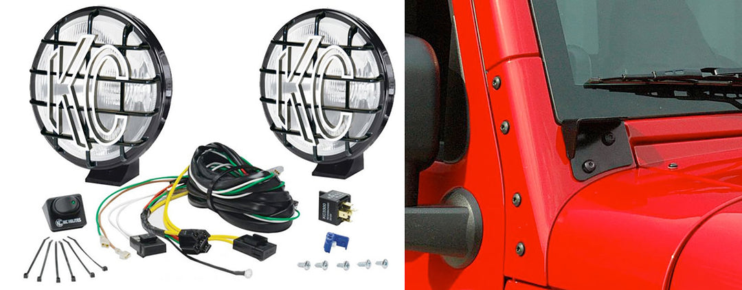 KC HiLiTES 6" Apollo Pro Driving Lights with Windshield Mount Brackets for 07-18 Jeep Wrangler JK