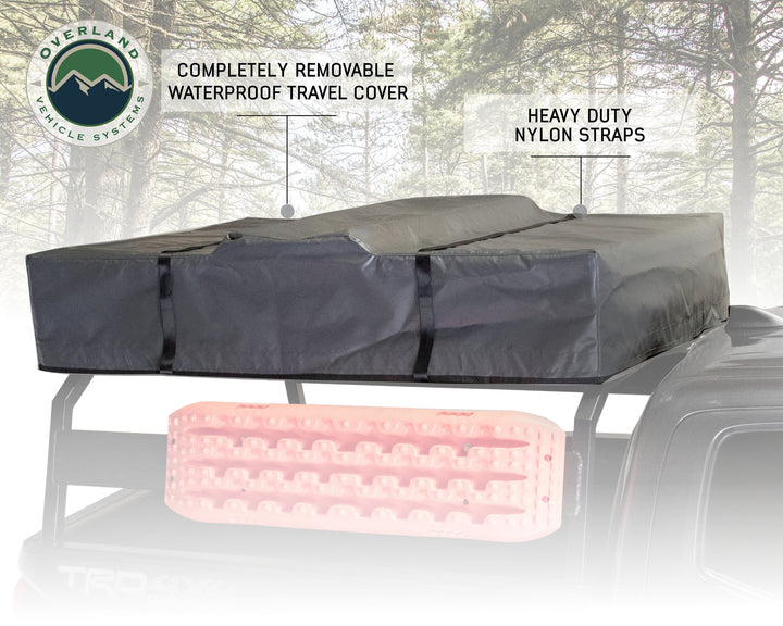 Overland Vehicle Systems HD Nomadic 3 Extended Soft Shell Roof Top Tent, Grey Body & Green Rainfly