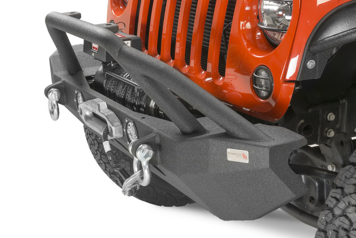 Fishbone Offroad Full Width Front Winch Bumper with LEDs for 07-18 Jeep Wrangler JK