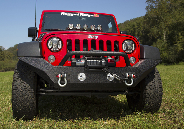 Rugged Ridge Spartan Front Bumper with High Clearance Ends & Overrider for 07-18 Jeep Wrangler JK