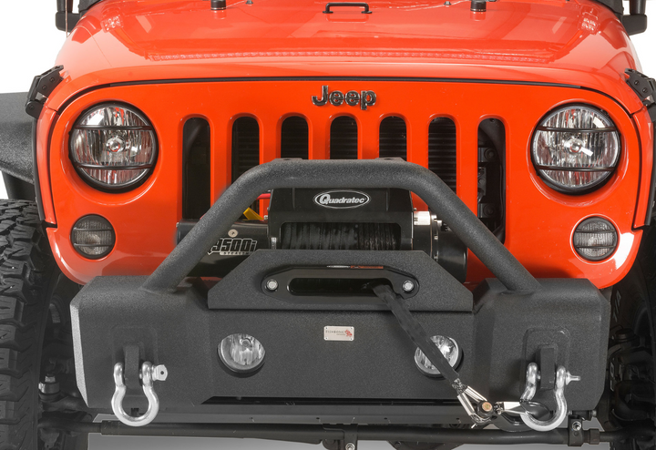 Fishbone Offroad Front Stubby Winch Bumper with Tube Guard for 07-18 Jeep Wrangler JK