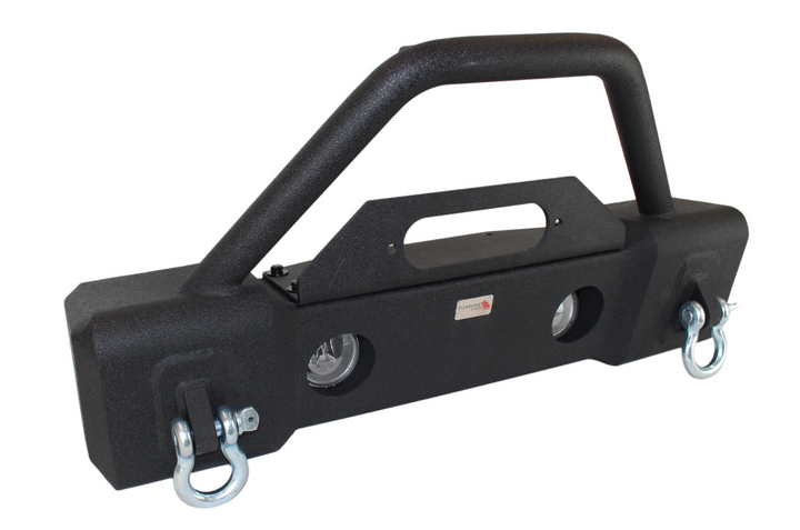 Fishbone Offroad Front Stubby Winch Bumper with Tube Guard for 07-18 Jeep Wrangler JK