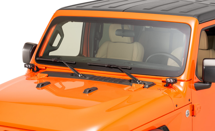 Quadratec Windshield Hinge Mount Light Brackets for 18-25 Jeep Wrangler JL & Gladiator JT