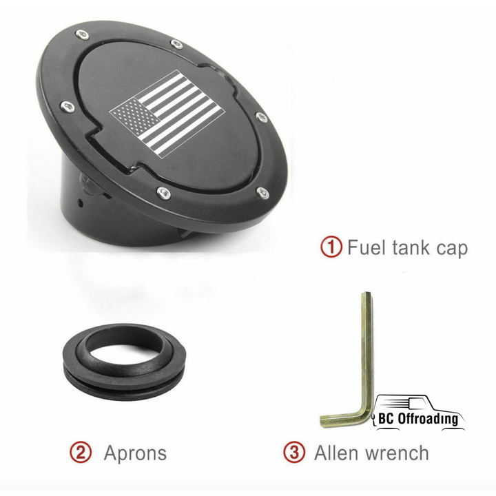Jeep Wrangler Jk Aluminum Fuel Filler Door Cover Gas Tank Cap 2007 +
