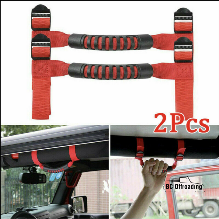 Jeep Wrangler Roll Bar Grab Handles 1987+ Red / Pair