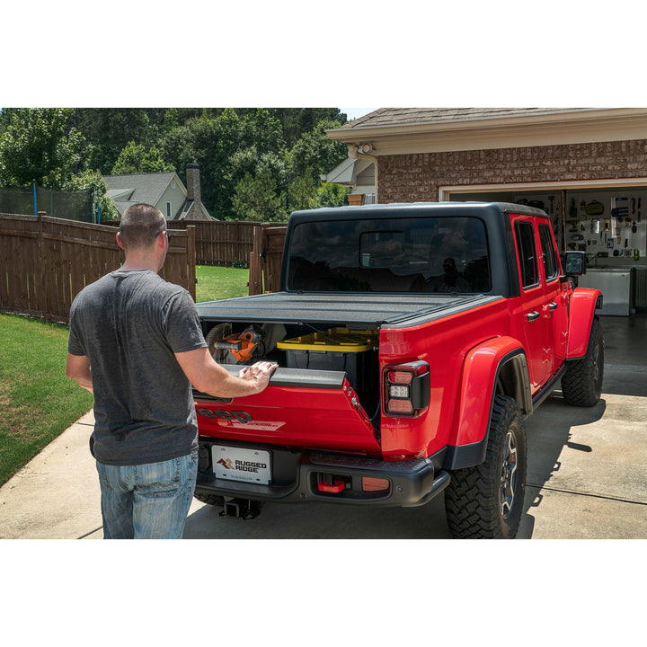 Rugged Ridge Armis Hard Folding Bed Cover with LINE-X for 20-25 Jeep Gladiator JT