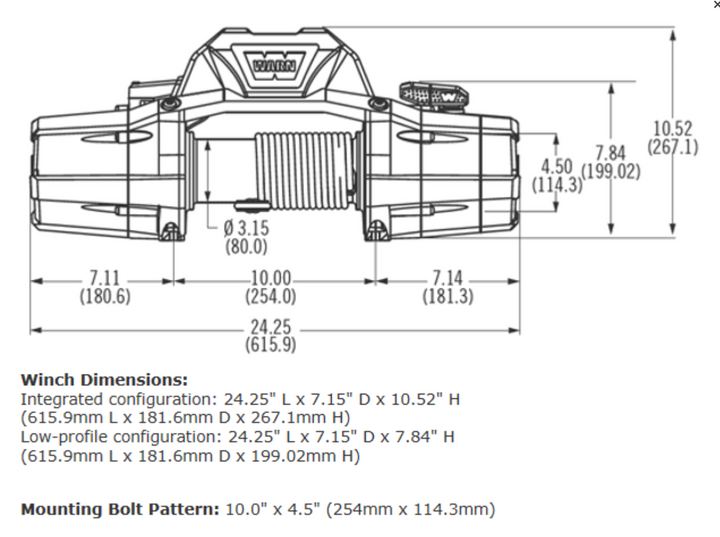 WARN ZEON 8 Winch with 100' Wire Rope and Roller Fairlead