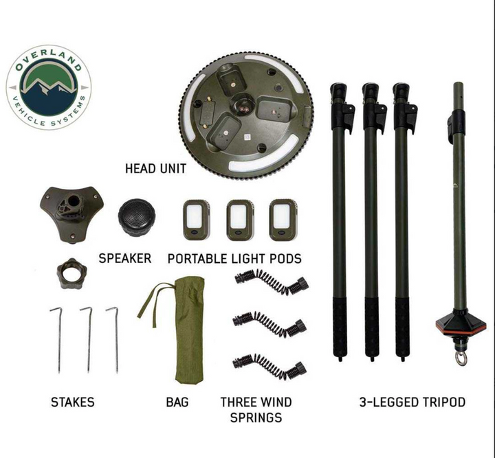 OVERLAND VEHICLE SYSTEMS Wild Land Camping Gear - UFO Solar Light Light Pods & Speaker Universal
