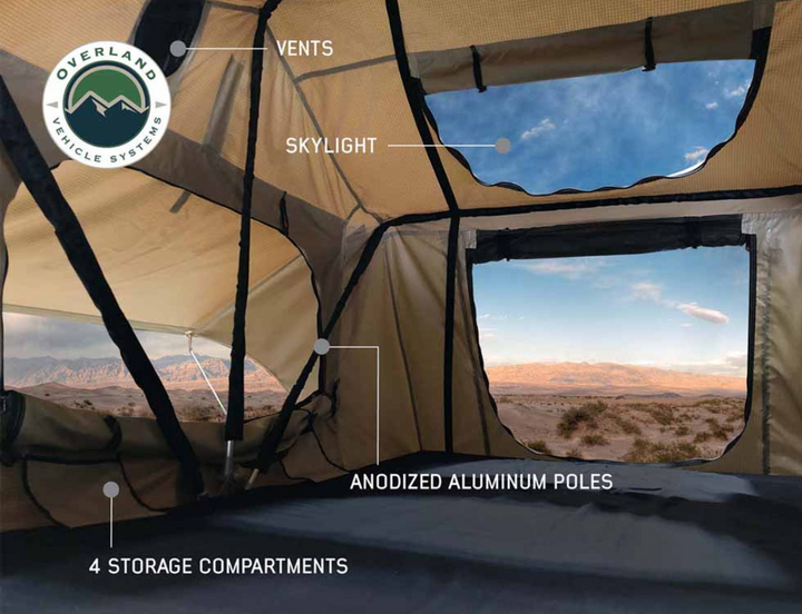 OVERLAND VEHICLE SYSTEMS OVS TMBK 3 Person Roof Top Tent With Green Rain Fly