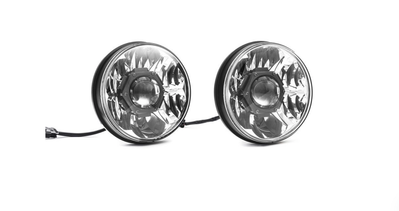 KC Hilites 7" Gravity® LED Pro DOT Headlight - Driving Beam - Pair - Universal / 07-18 Jeep JK