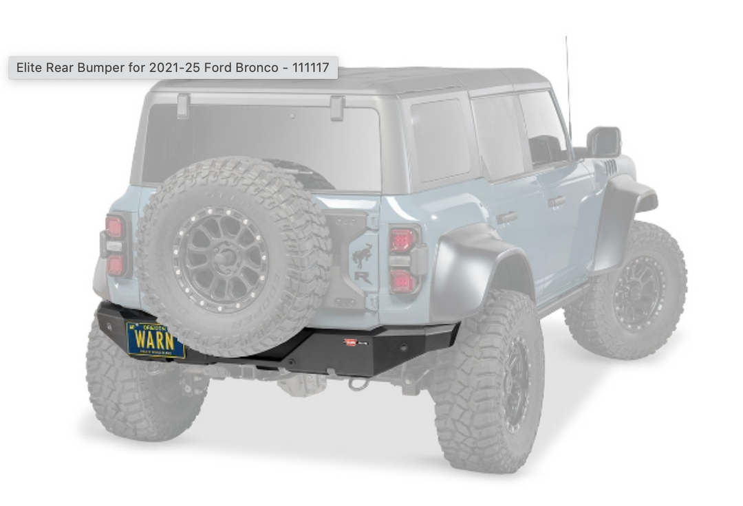 Warn Elite Series Rear Bumper for 2021-26 Ford Bronco