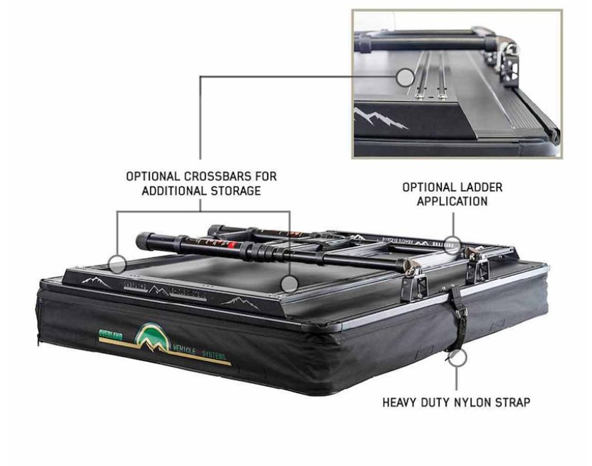 Overland Vehicle Systems XD Sherpa Hybrid Soft Shell Roof Top Tent, Blue Body & Black Rainfly