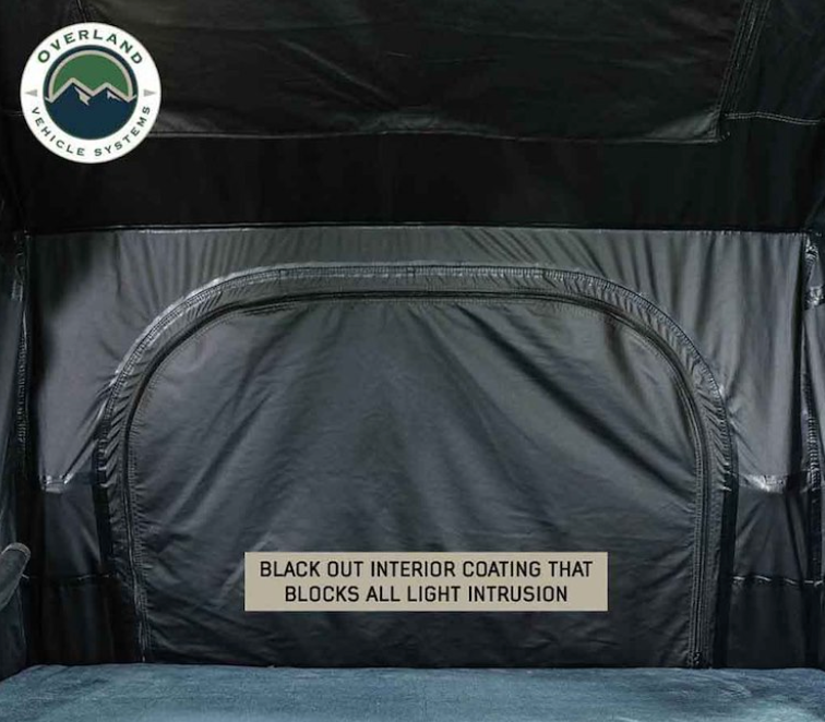 Overland Vehicle Systems XD Sherpa Hybrid Soft Shell Roof Top Tent, Blue Body & Black Rainfly
