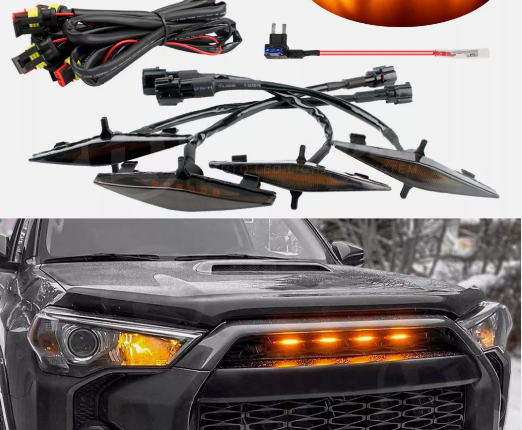 BC Offroading 4x Raptor Style LED Amber Grille Lights Kit For Toyota 4Runner TRD Pro 2014-2021