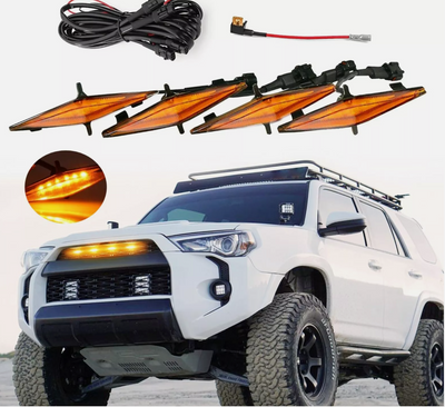 BC Offroading 4x Raptor Style LED Amber Grille Lights Kit For Toyota 4Runner TRD Pro 2014-2021