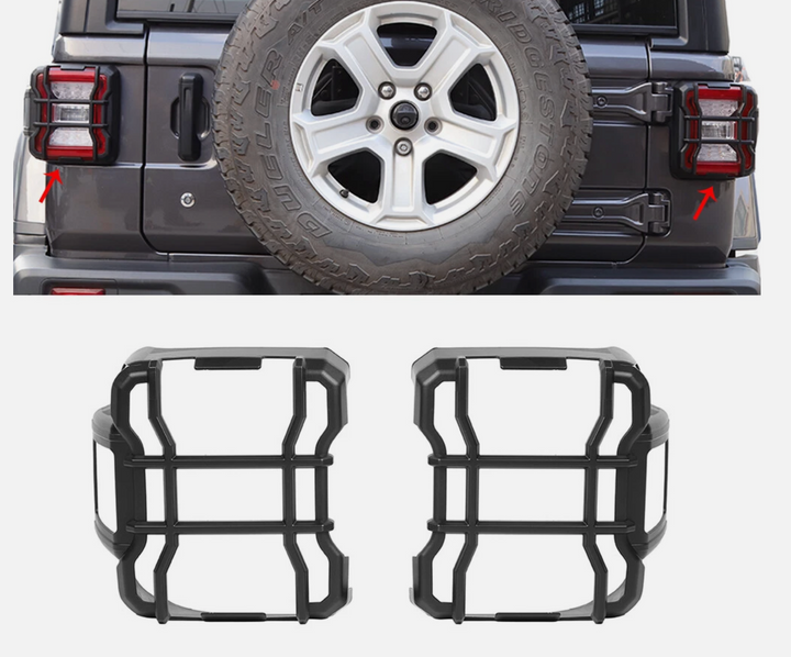 BC Offroading Black Plastic rear LED Tail Light Guards | Jeep Wrangler JL 2018-2025