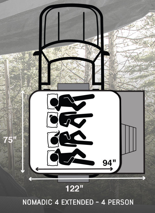 Overland Vehicle Systems Nomadic 4 Extended Roof Top Tent
