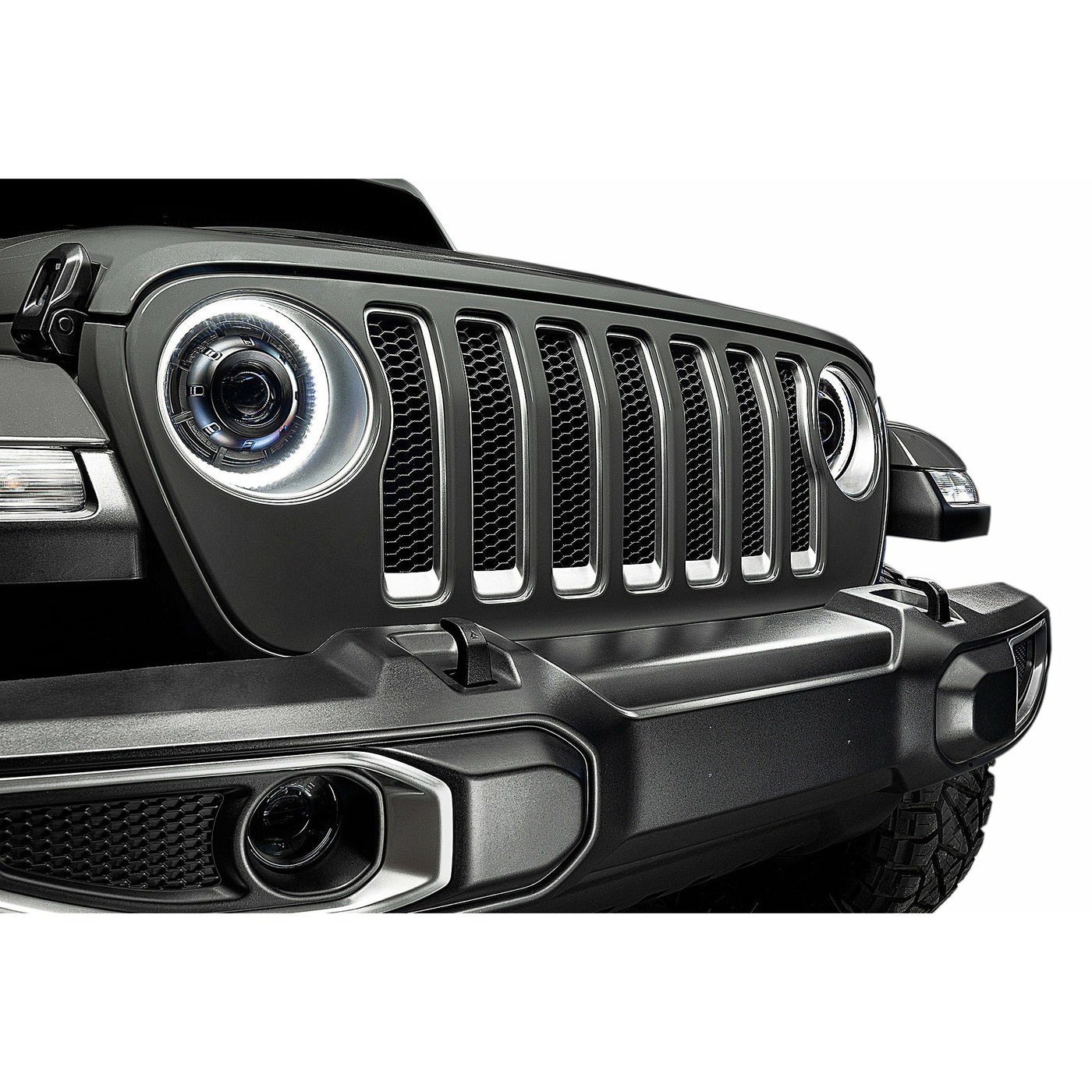 Oracle Lighting Oculus 9" Bi-LED Projector Headlights with White Halo Ring & Matte Black Bezel for 18-22 Jeep Wrangler JL & JT