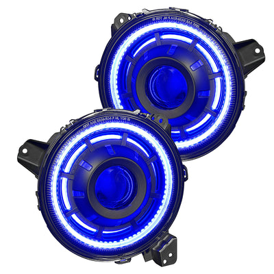 Oracle Lighting Oculus 9" Bi-LED Projector Headlights with White Halo Ring & Matte Black Bezel for 18-22 Jeep Wrangler JL & JT