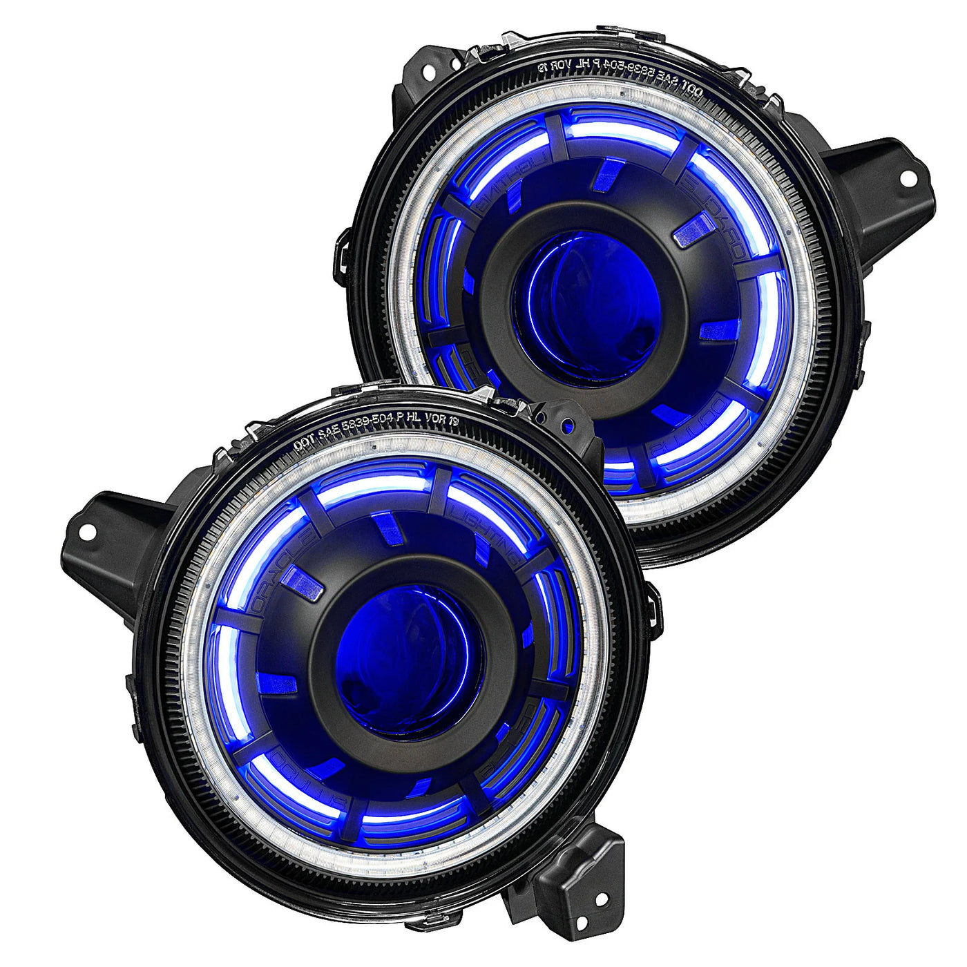 Oracle Lighting Oculus 9" Bi-LED Projector Headlights with White Halo Ring & Matte Black Bezel for 18-22 Jeep Wrangler JL & JT