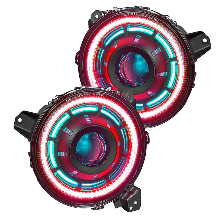 Oracle Lighting Oculus 9" Bi-LED Projector Headlights with White Halo Ring & Matte Black Bezel for 18-22 Jeep Wrangler JL & JT