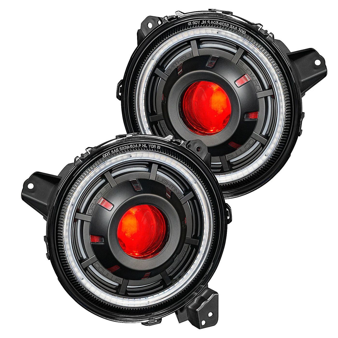 Oracle Lighting Oculus 9" Bi-LED Projector Headlights with White Halo Ring & Matte Black Bezel for 18-22 Jeep Wrangler JL & JT