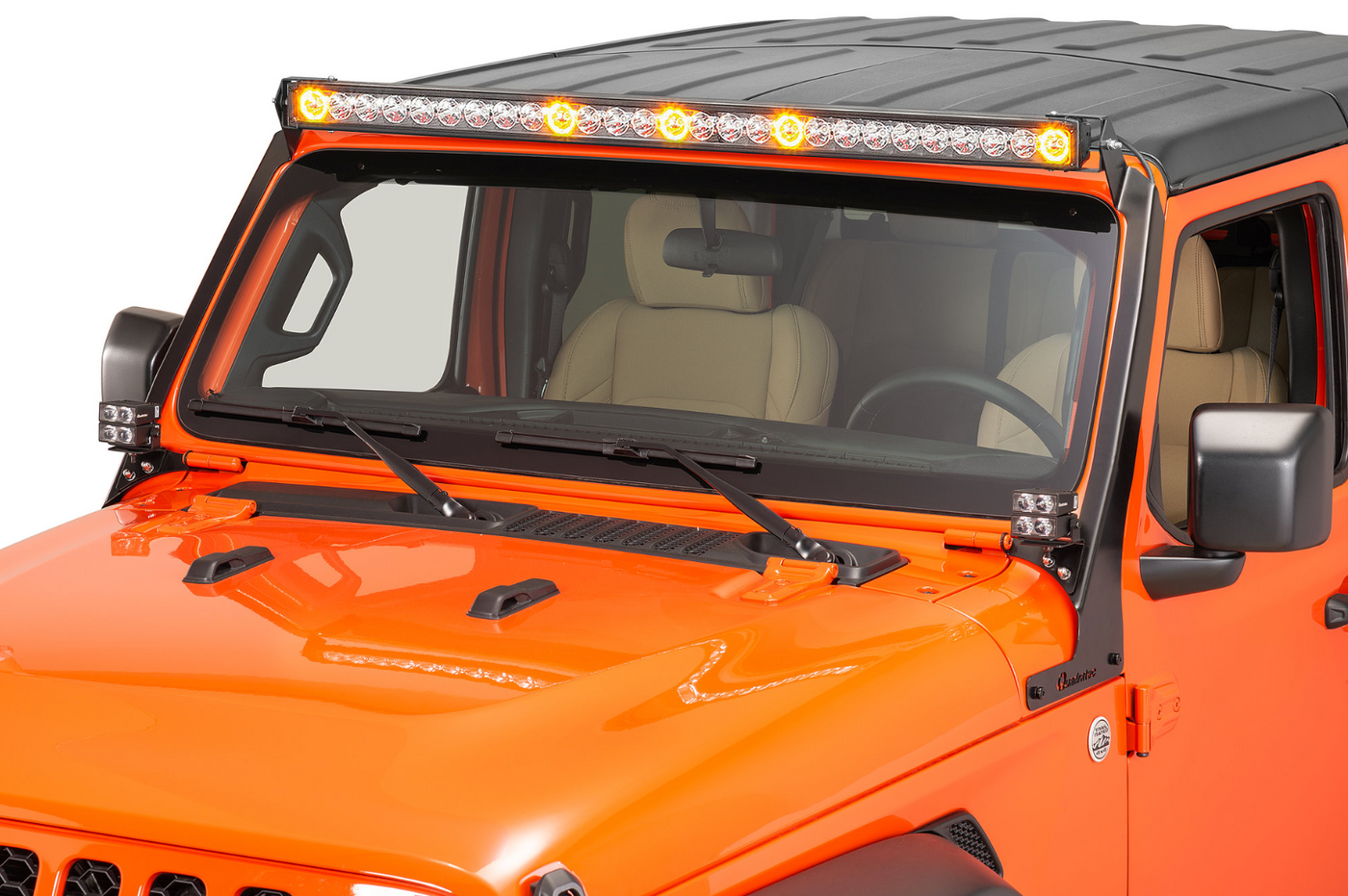 Quadratec J5 LED Light Bar with Windshield Mounting Brackets for 18-23 Jeep Wrangler JL & Gladiator JT