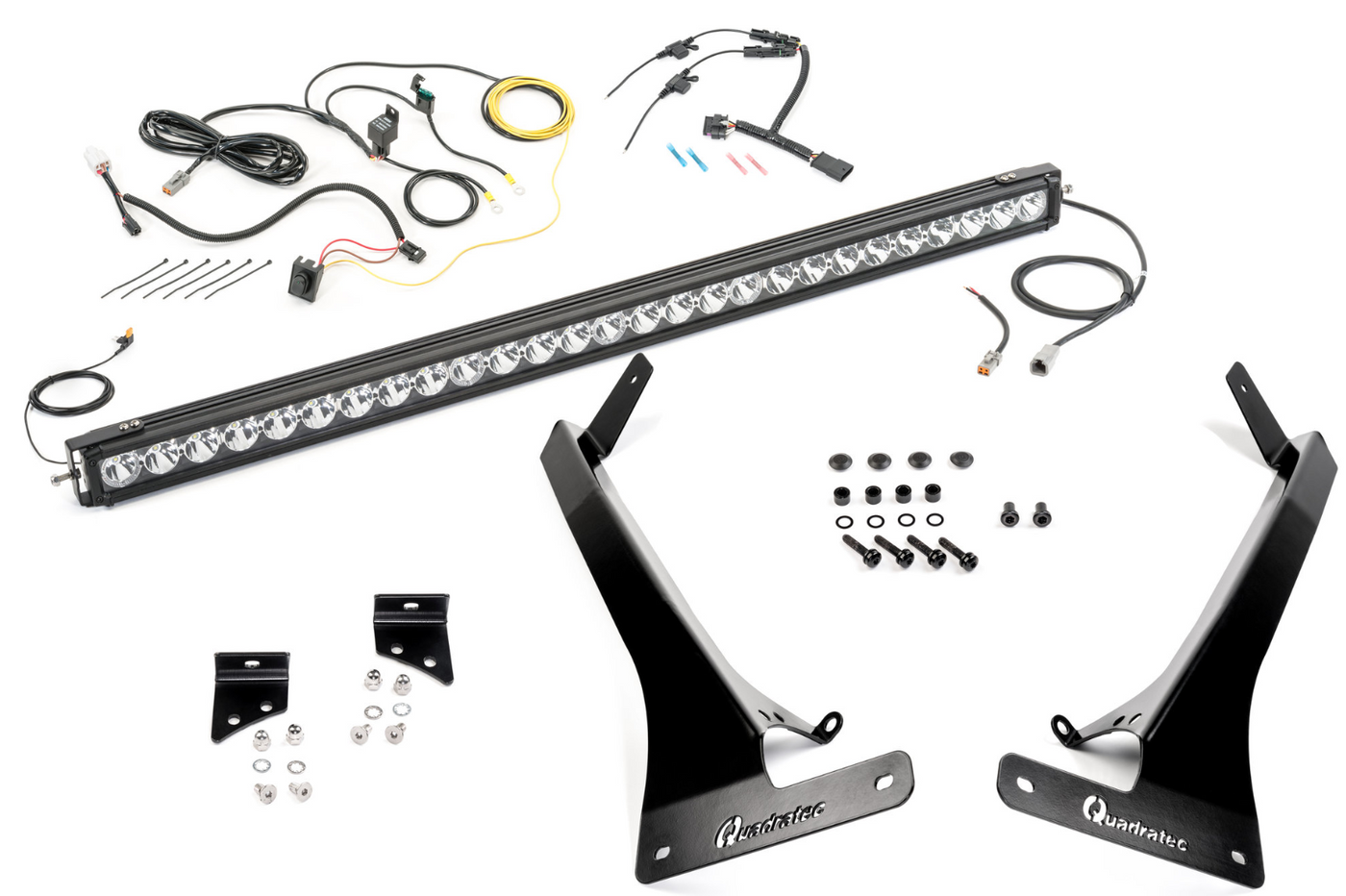 Quadratec J5 LED Light Bar with Windshield Mounting Brackets for 18-23 Jeep Wrangler JL & Gladiator JT