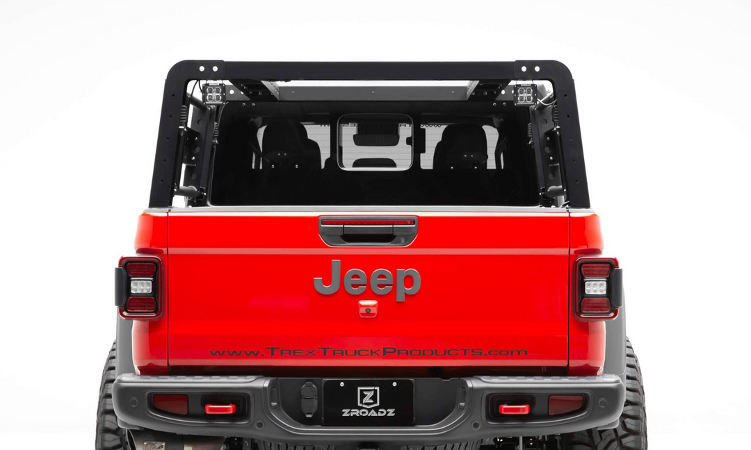 ZROADZ Overland Access Rack With (4) 3 Inch ZROADZ LED Pod Lights for 20-25 Jeep Gladiator JT