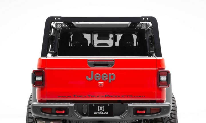 ZROADZ Overland Access Rack With (4) 3 Inch ZROADZ LED Pod Lights for 20-25 Jeep Gladiator JT