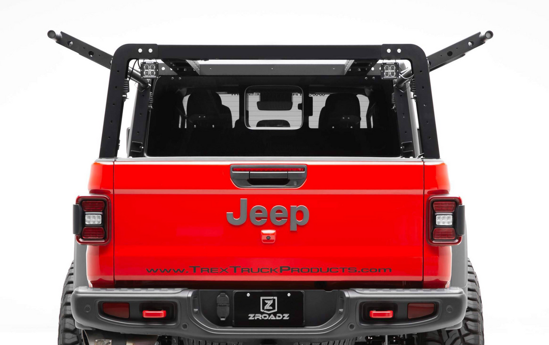 ZROADZ Overland Access Rack With (4) 3 Inch ZROADZ LED Pod Lights for 20-25 Jeep Gladiator JT
