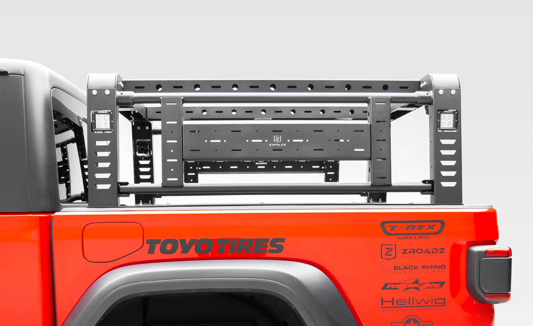 ZROADZ Overland Access Rack With (4) 3 Inch ZROADZ LED Pod Lights for 20-25 Jeep Gladiator JT