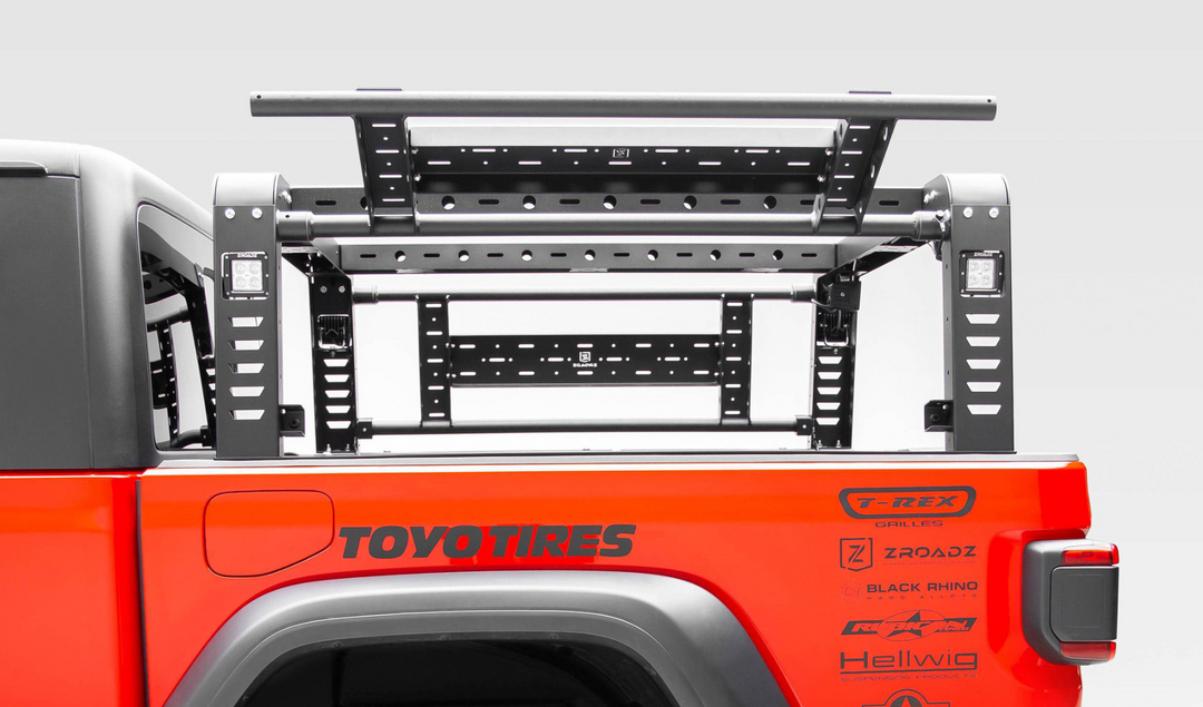ZROADZ Overland Access Rack With (4) 3 Inch ZROADZ LED Pod Lights for 20-25 Jeep Gladiator JT