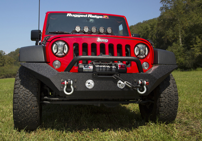 Rugged Ridge Spartan Front Bumper with High Clearance Ends & Overrider for 07-18 Jeep Wrangler JK