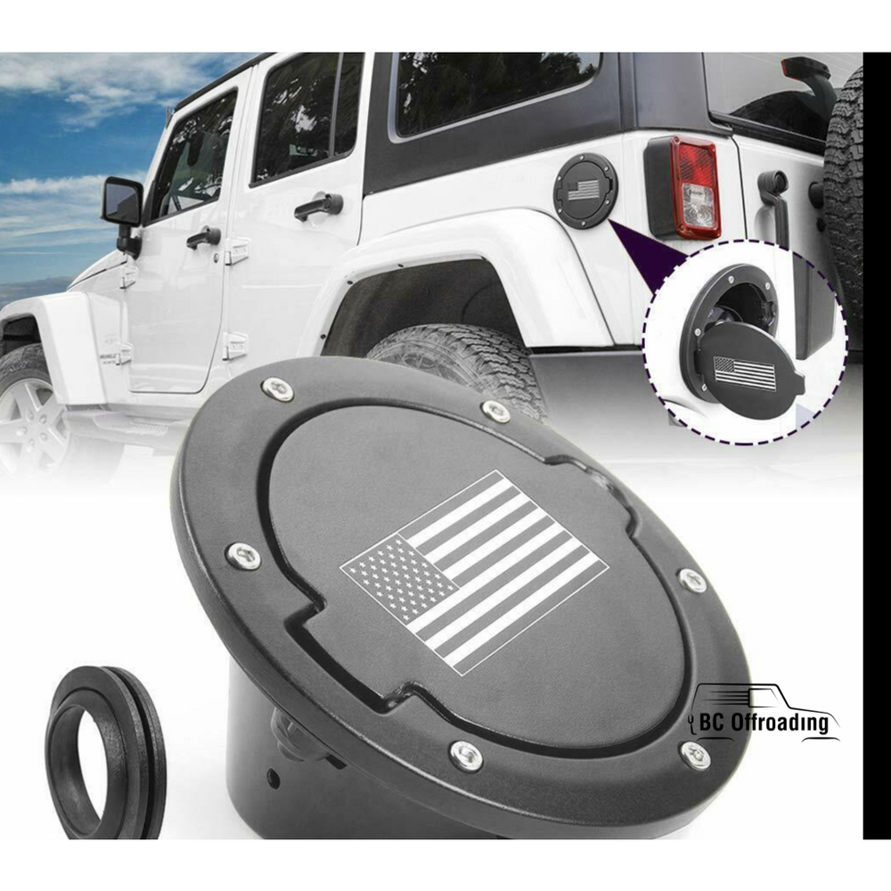 Jeep Wrangler Jk Aluminum Fuel Filler Door Cover Gas Tank Cap 2007 + American Flag