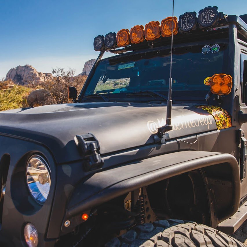 KC HiLiTES Flex Era 4 LED Lights with Pillar Mounts Spot Beam for 07-24 Jeep Wrangler JL/ JK & Gladiator JT