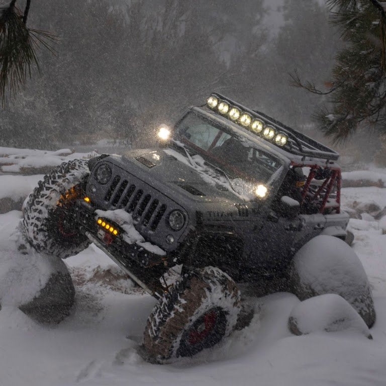 KC HiLiTES Flex Era 4 LED Lights with Pillar Mounts Spot Beam for 07-24 Jeep Wrangler JL/ JK & Gladiator JT
